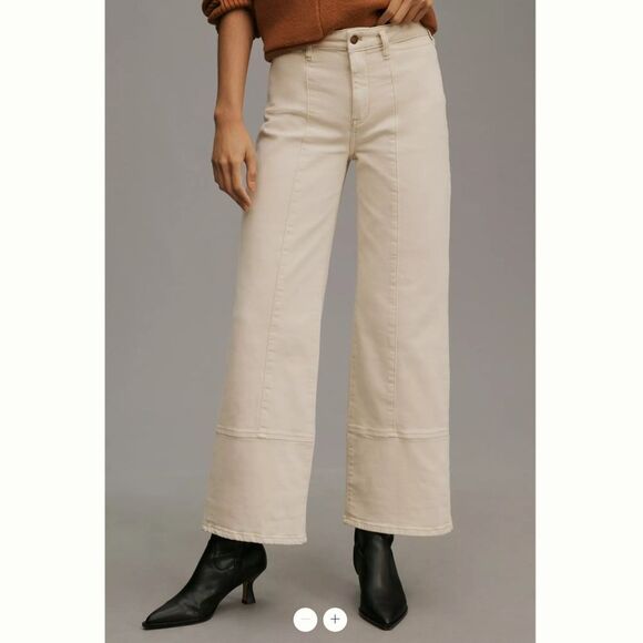 Pilcro Cream Wide Leg Jeans - Picture 1 of 6